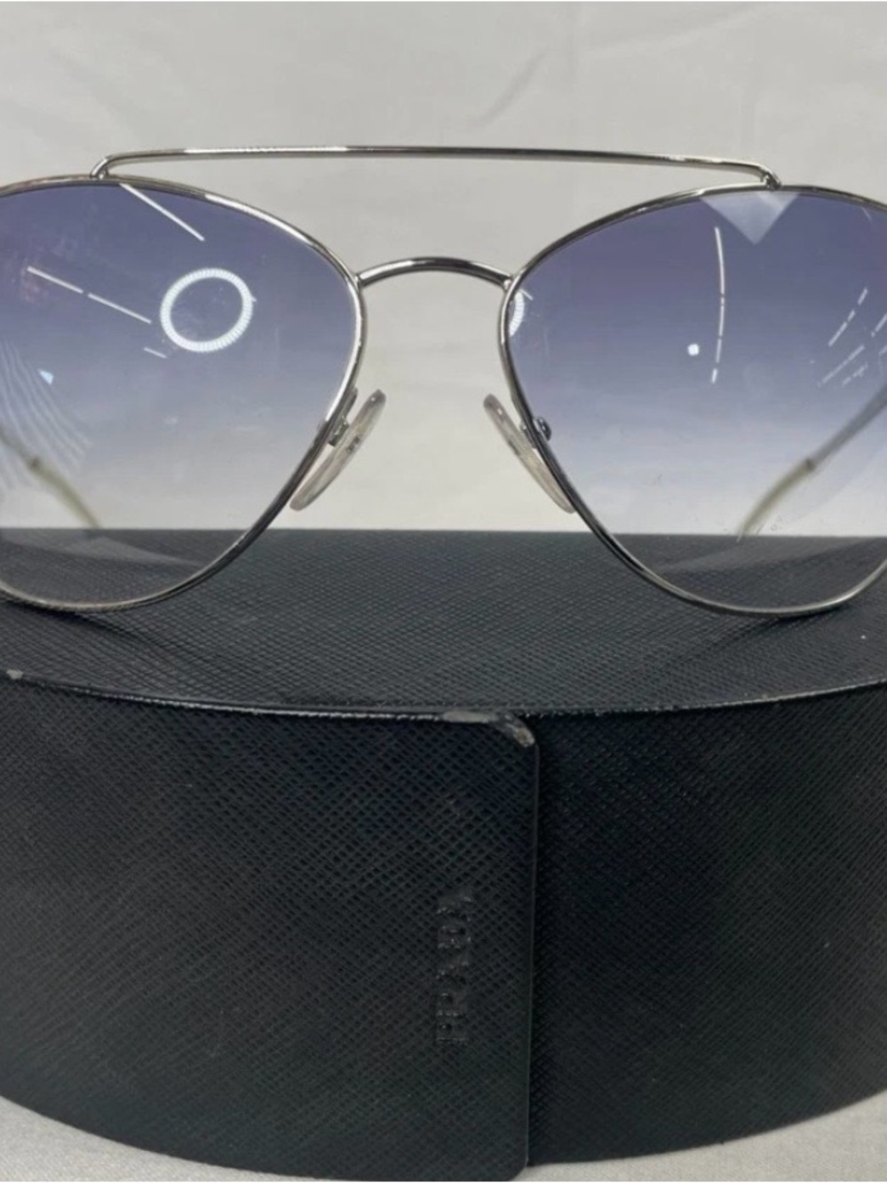 Prada PR65VS 1BC-8V1 Blue Gradient Shield Aviator Sunglasses Made Italy